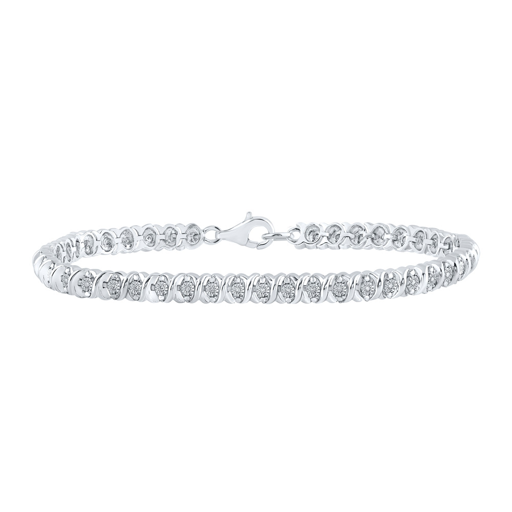 Picture of GND 159429 Sterling Silver Round Diamond Fashion Bracelet - 0.1 CTTW