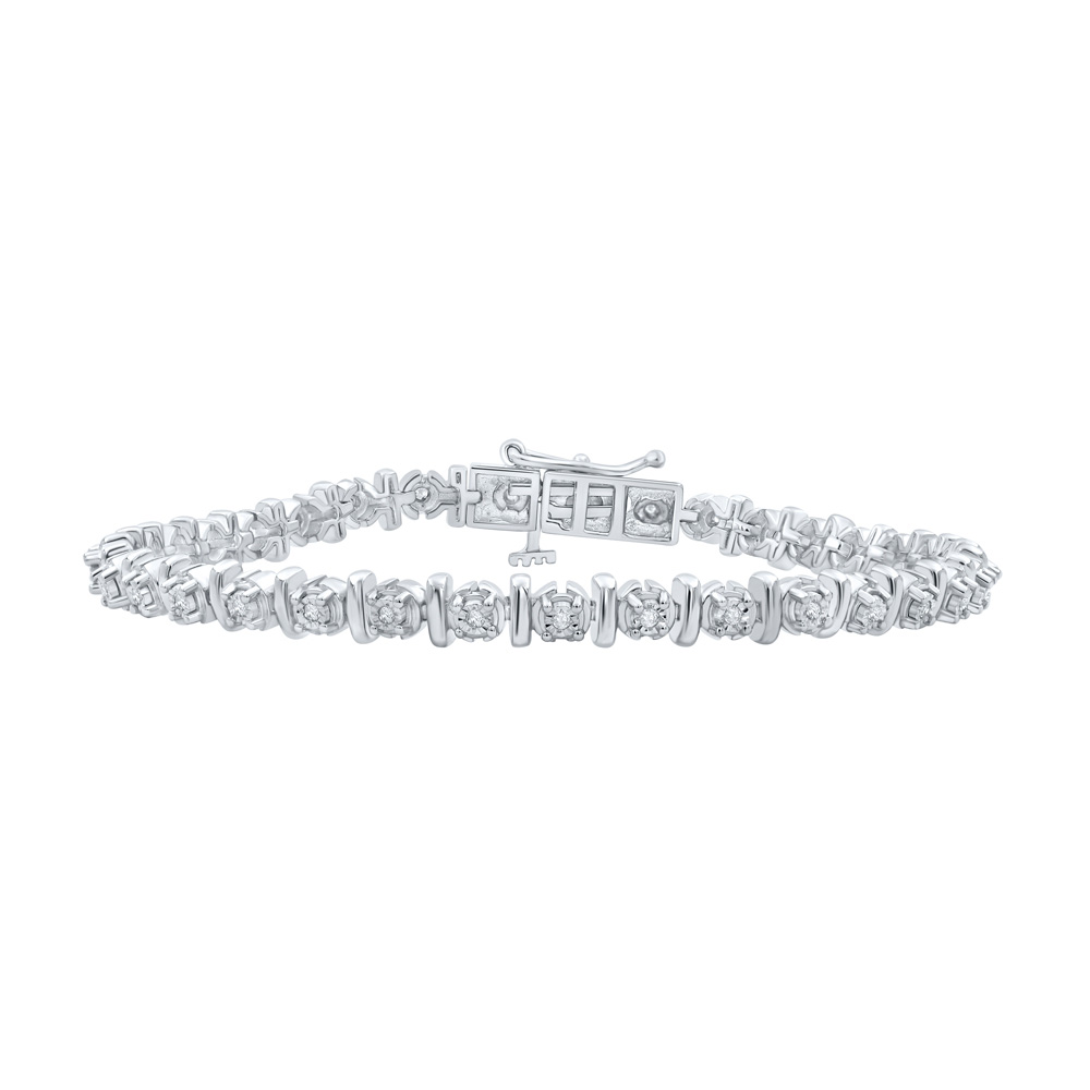 Picture of GND 159465 Sterling Silver Round Diamond Tennis Bracelet - 0.25 CTTW