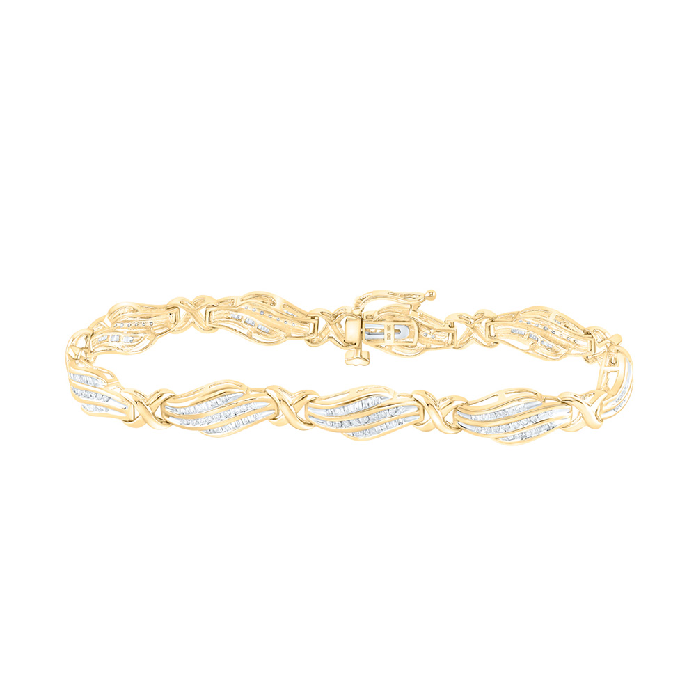 Picture of GND 159997 10K Yellow Gold Baguette Diamond Fashion Bracelet - 1 CTTW
