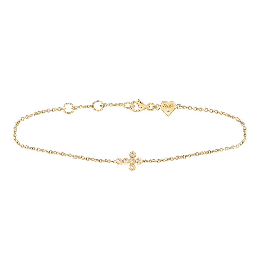 Picture of GND 120368 Yellow-Tone Sterling Silver Round Diamond Cross Bracelet - 0.05 CTTW