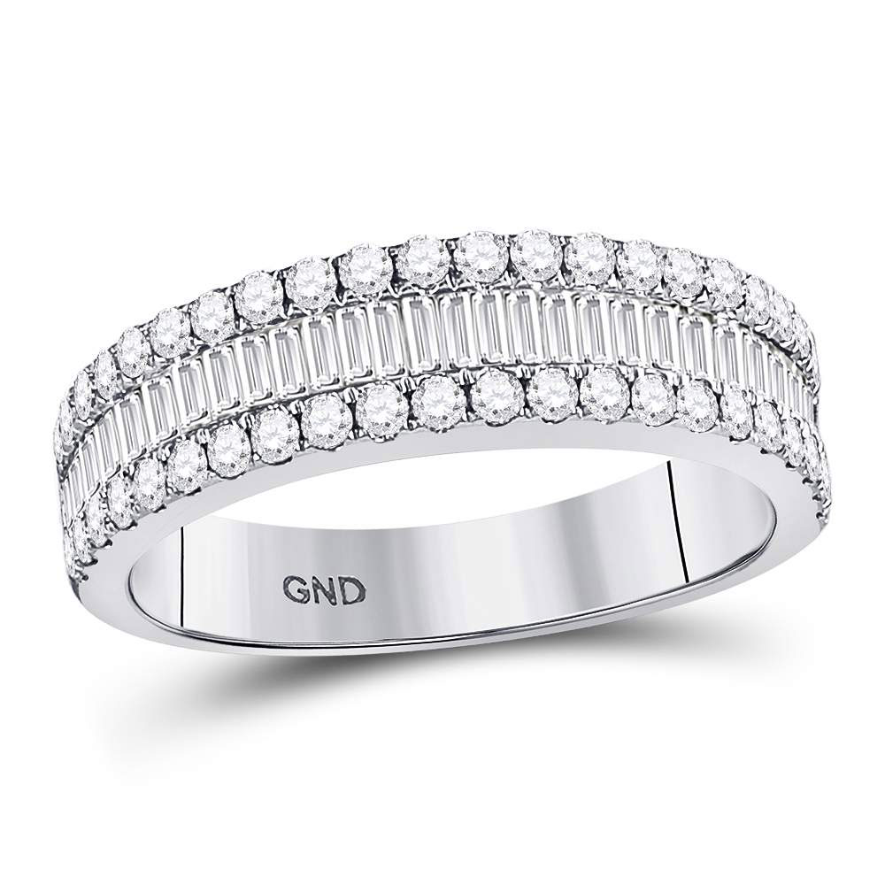 121006 14K White Gold Baguette Diamond Fashion Anniversary Ring - 1 CTTW -  GND