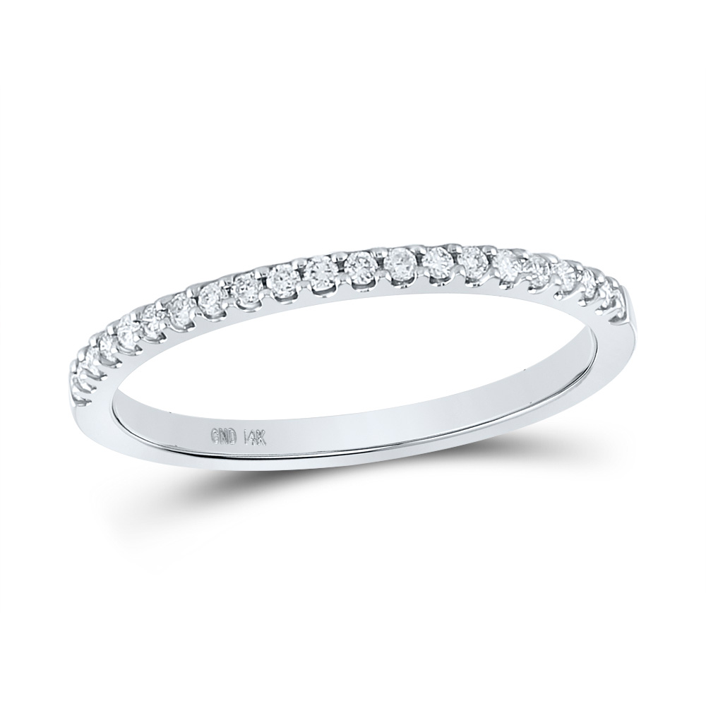 Picture of GND 150802 14K White Gold Round Diamond Wedding Single Row Band - 0.16 CTTW