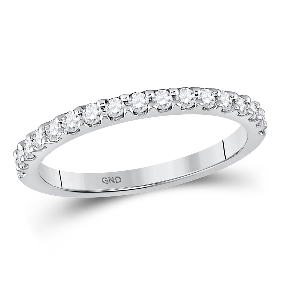 Picture of GND 150804 14K White Gold Round Diamond Wedding Single Row Band - 0.33 CTTW