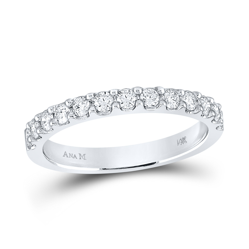 Picture of GND 150805 14K White Gold Round Diamond Wedding Single Row Band - 0.5 CTTW