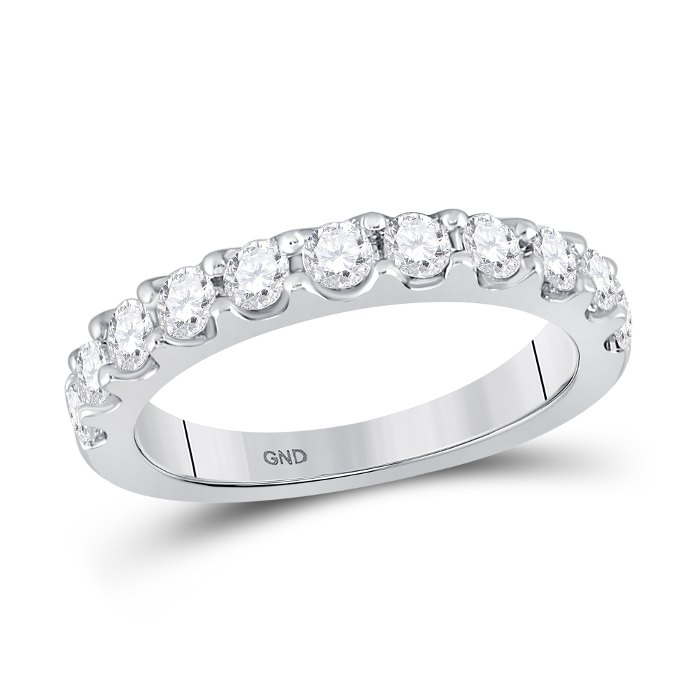 Picture of GND 150807 14K White Gold Round Diamond Wedding Single Row Band - 0.875 CTTW