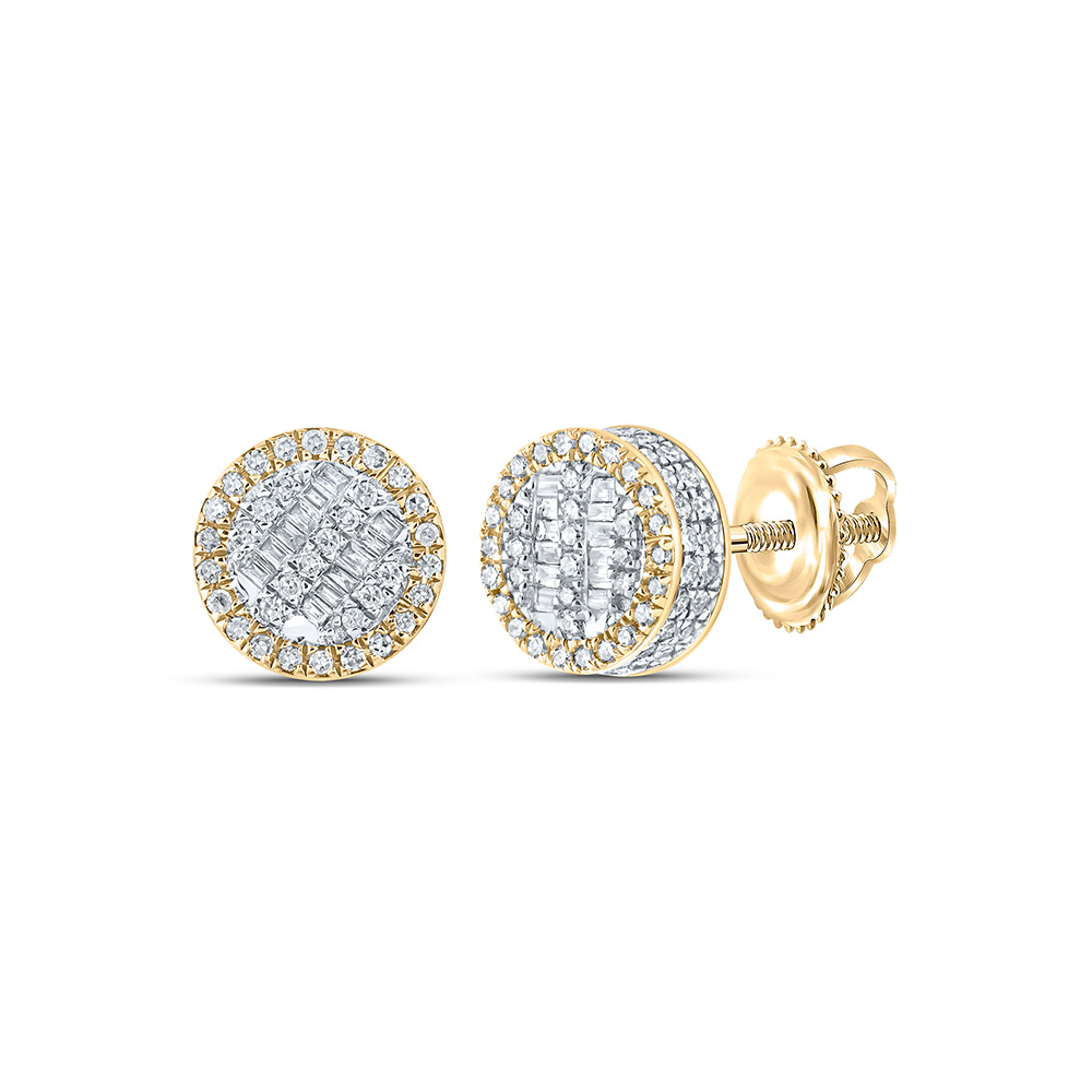 159773 10K Yellow Gold Baguette Diamond Circle Earrings - 0.5 CTTW -  GND