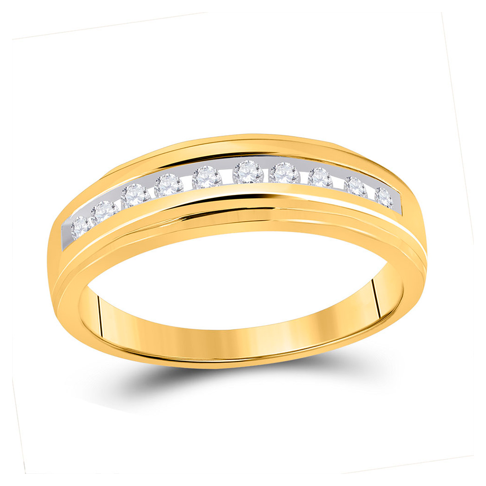 Picture of GND 150144 10K Yellow Gold Round Diamond Wedding Channel-Set Band - 0.2 CTW