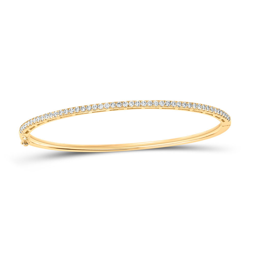 Picture of GND 150213 14K Yellow Gold Round Diamond Single Row Bangle Bracelet - 1 CTTW