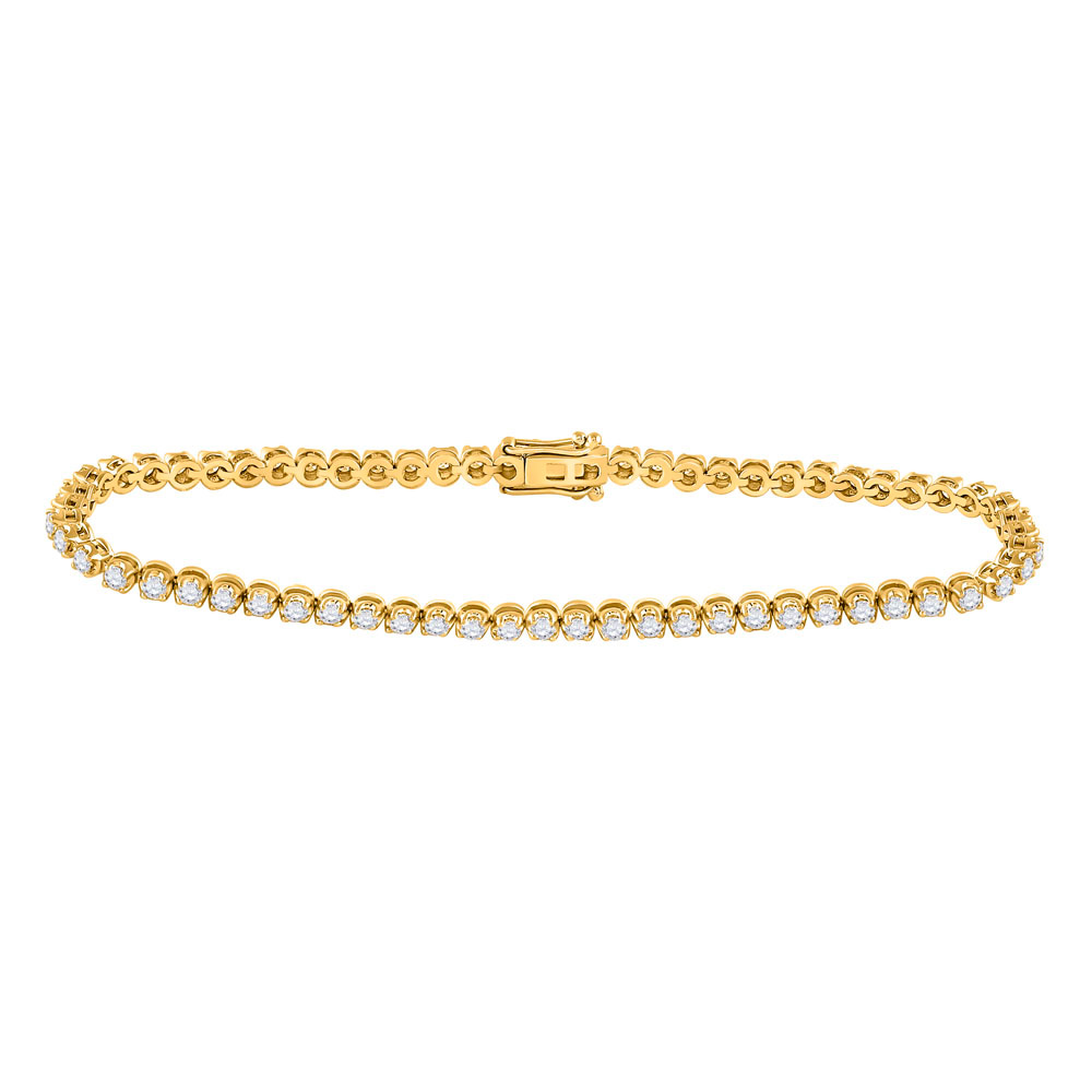 Picture of GND 150398 10K Yellow Gold Round Diamond Studded Tennis Bracelet - 2 CTTW