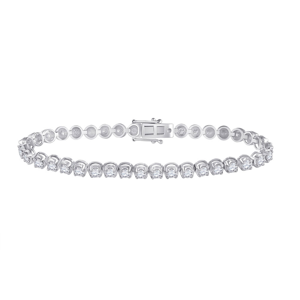 Picture of GND 155432 14K White Gold Round Diamond Studded Tennis Bracelet - 5 CTTW