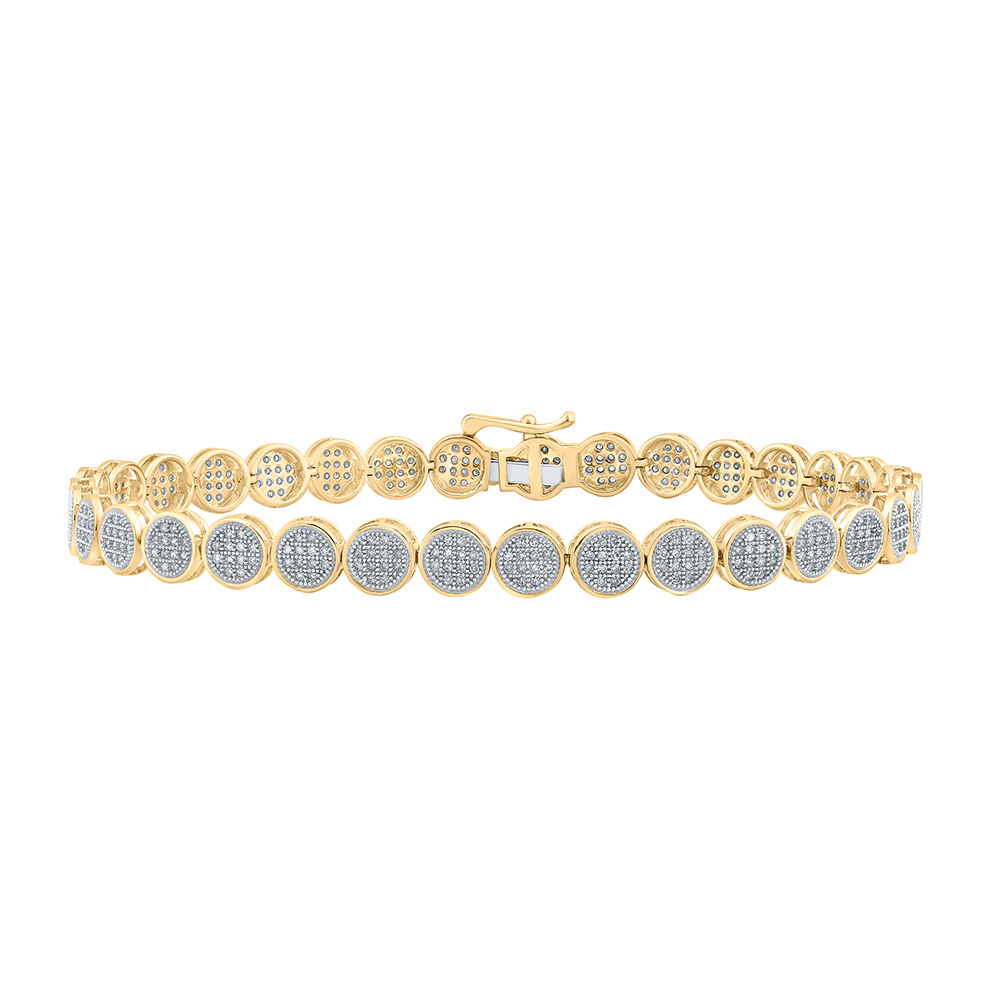 Picture of GND 161756 10K Yellow Gold Round Diamond Circle Button Link Bracelet - 1 CTTW