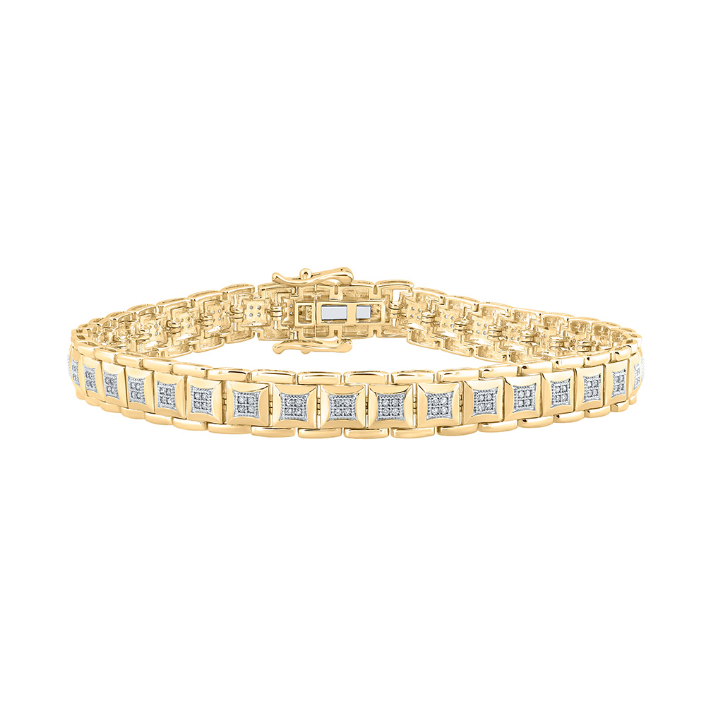 Picture of GND 161757 10K Yellow Gold Round Diamond Square Link Bracelet - 0.5 CTTW