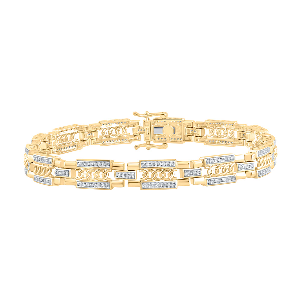 Picture of GND 162103 10K Yellow Gold Round Diamond Link Bracelet - 0.75 CTTW