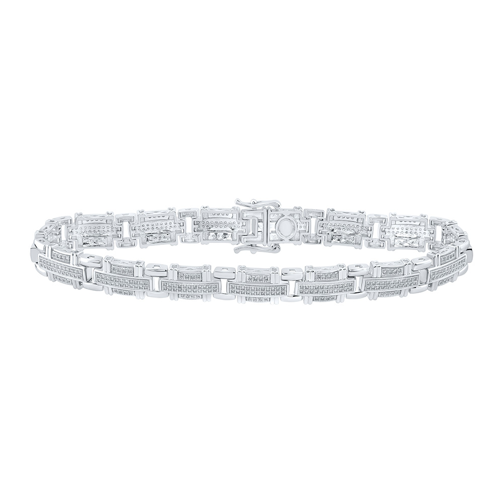 Picture of GND 162115 10K White Gold Round Diamond Link Bracelet - 1.25 CTTW