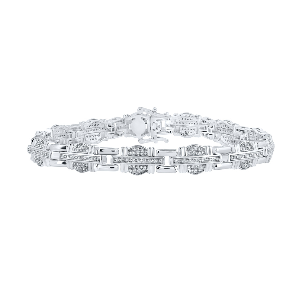 Picture of GND 162123 10K White Gold Round Diamond Link Bracelet - 1 CTTW