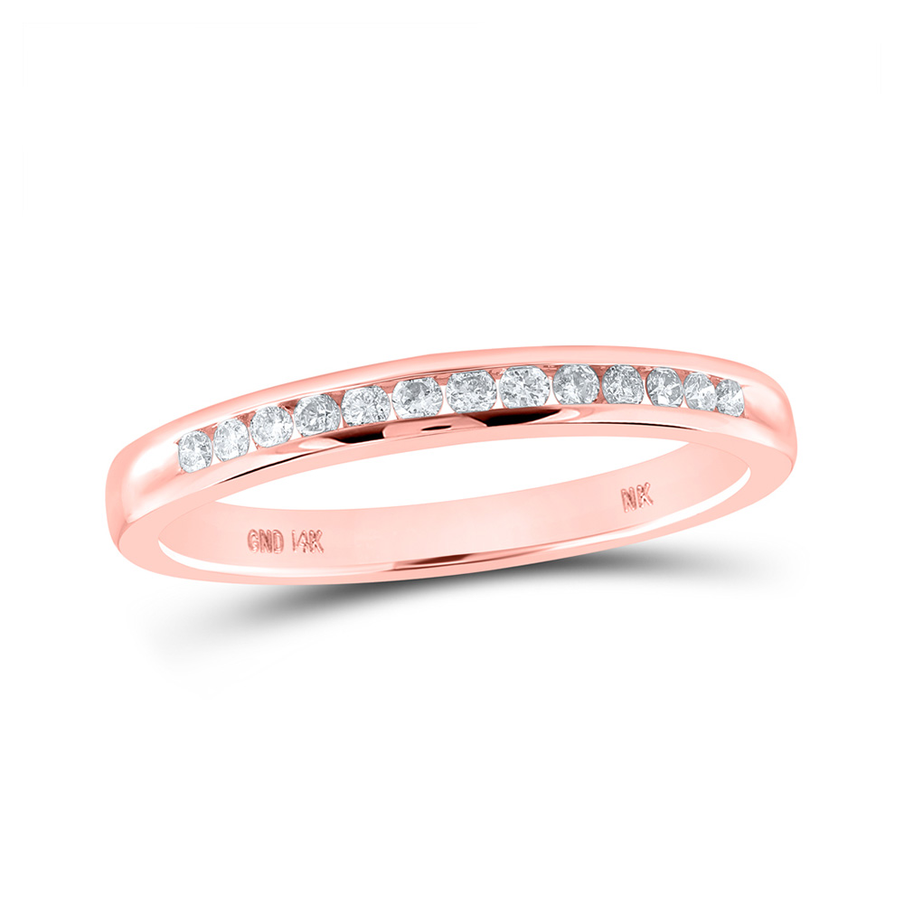 Picture of GND 162668 14K Rose Gold Round Diamond Wedding Single Row Nicoles Dream Collection Band - 0.16 CTTW