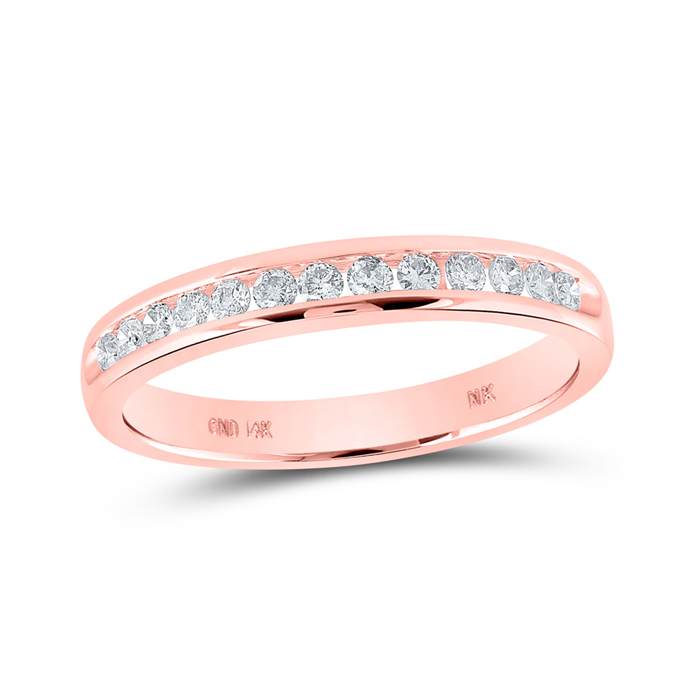 Picture of GND 162670 14K Rose Gold Round Diamond Wedding Single Row Nicoles Dream Collection Band - 0.25 CTTW