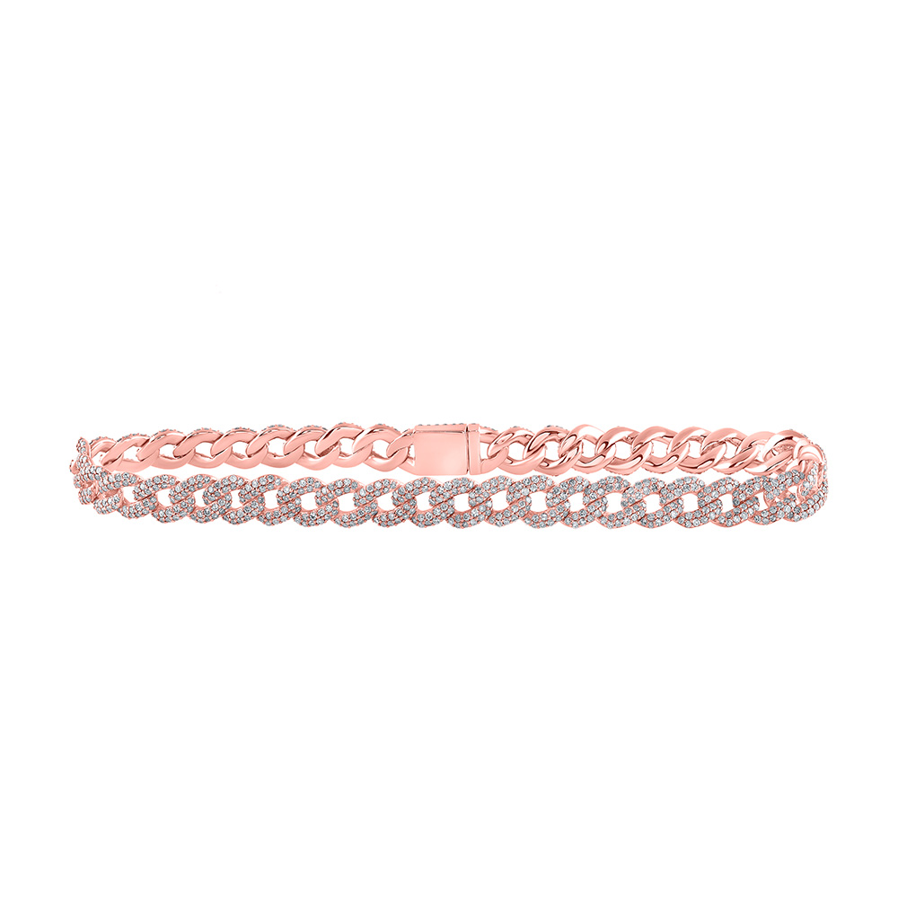 Picture of GND 163180 10K Rose Gold Round Diamond 8.5 in. Curb Link Bracelet - 4.625 CTTW