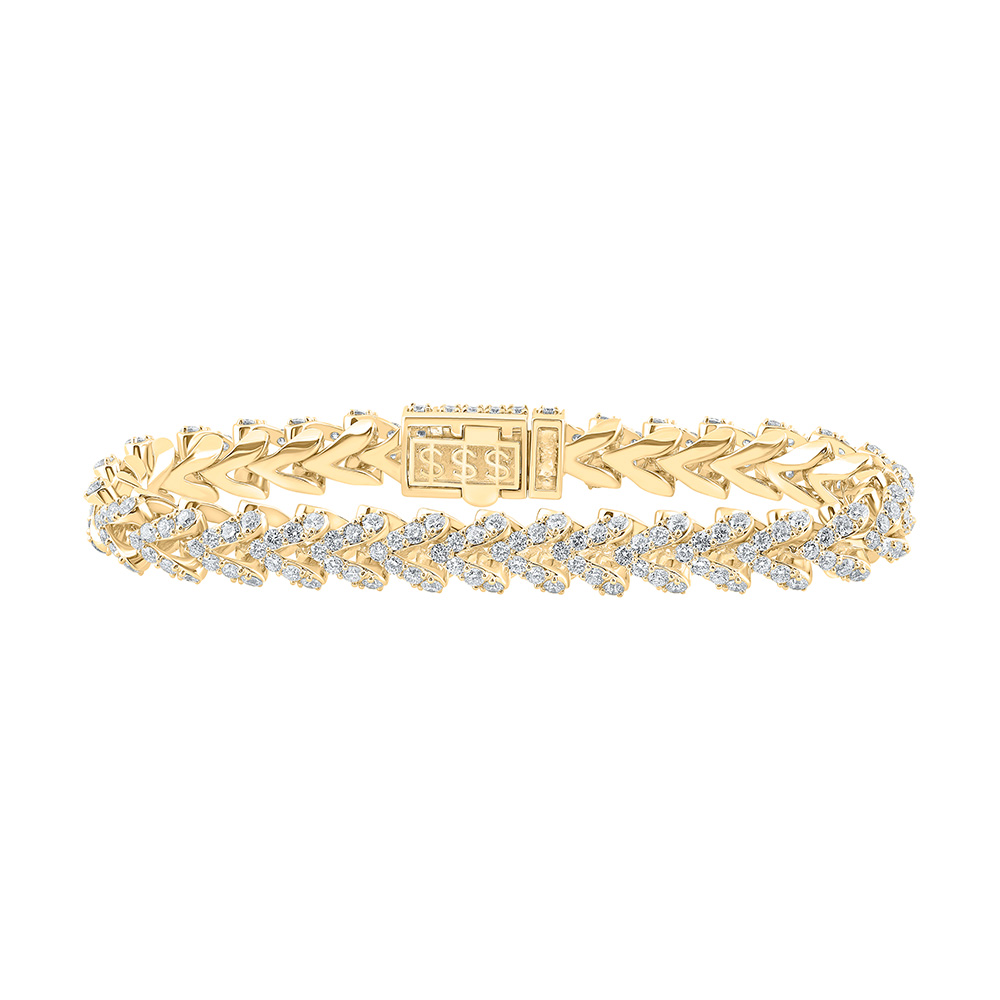 Picture of GND 163120 10K Yellow Gold Round Diamond Franco Link Bracelet - 14 CTTW