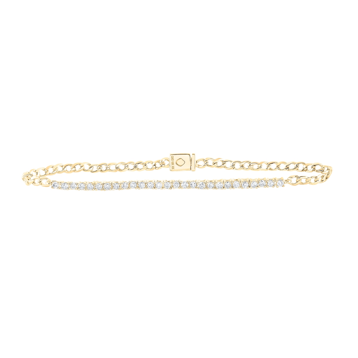 Picture of GND 172482 10K Yellow Gold Round Diamond Single Row Fashion Bracelet - 0.75 CTTW
