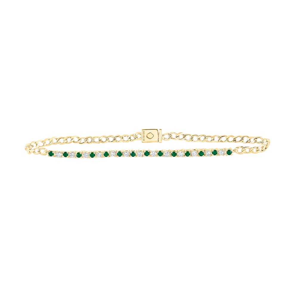 Picture of GND 172515 10K Yellow Gold Round Emerald Fashion Bracelet - 0.75 CTTW