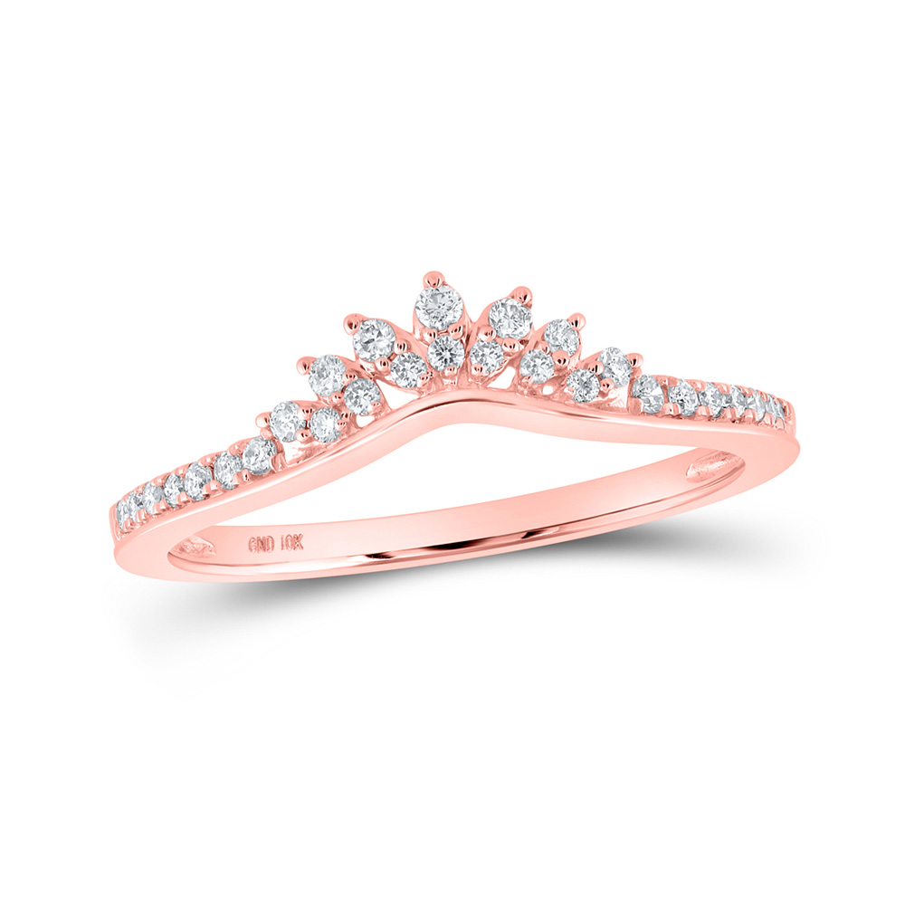 Picture of GND 160775 10K Rose Gold Round Diamond Guard Enhancer Ring Wedding Band - 0.16 CTTW