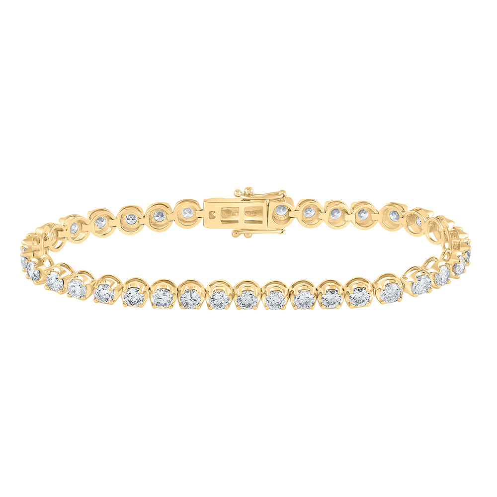 Picture of GND 161421 14K Yellow Gold Round Diamond Studded Tennis Bracelet - 6 CTTW