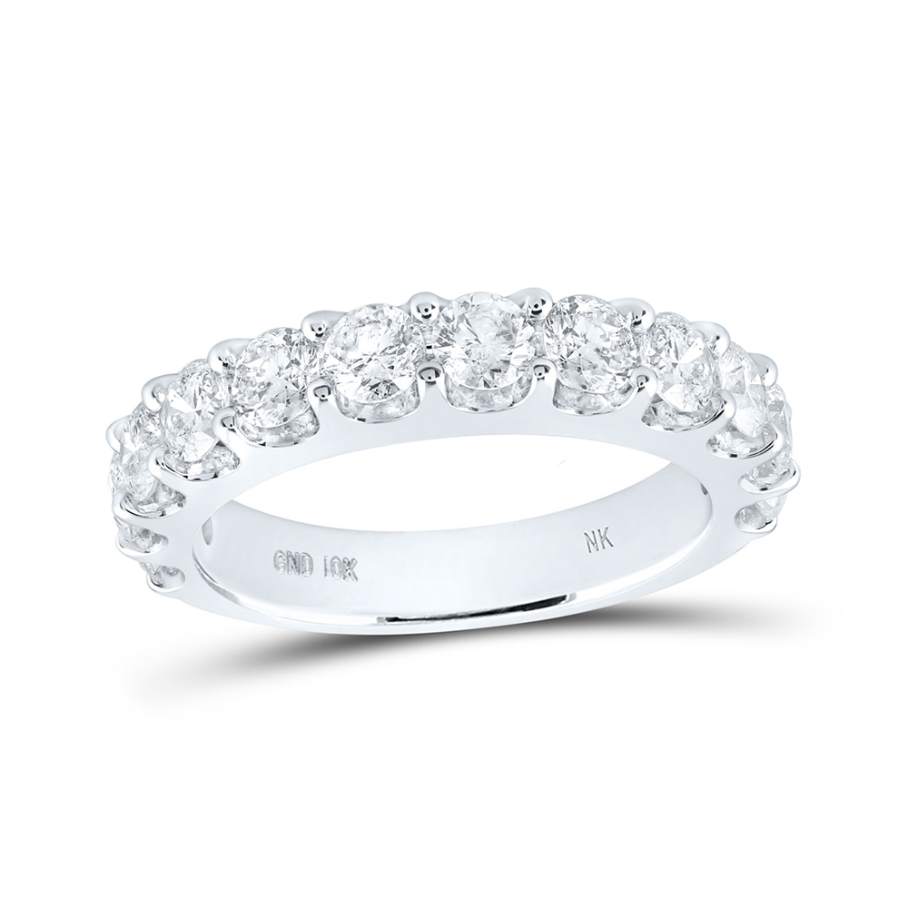Picture of GND 161922 14K White Gold Round Diamond Wedding Single Row Nicoles Dream Collection Band - 2 CTTW