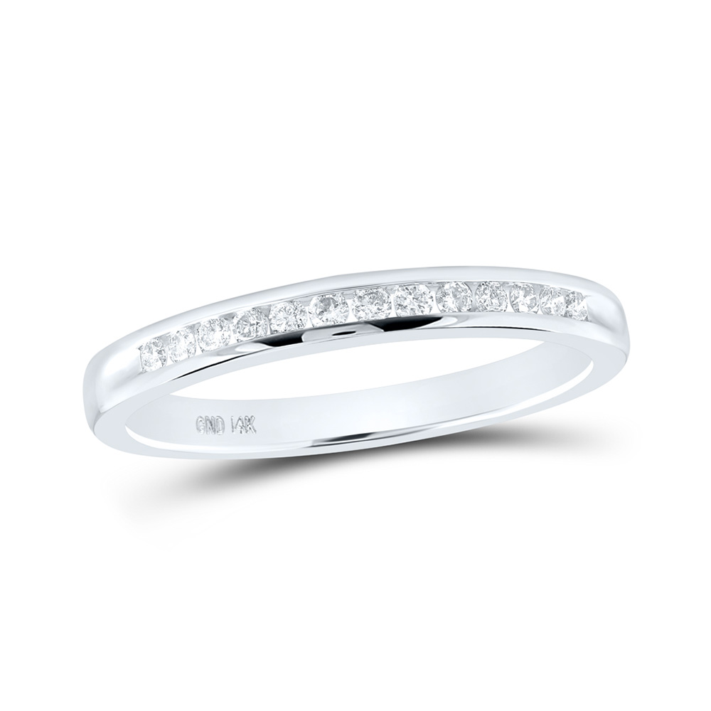 Picture of GND 161923 14K White Gold Round Diamond Wedding Single Channel Nicoles Dream Collection Band - 0.16 CTTW