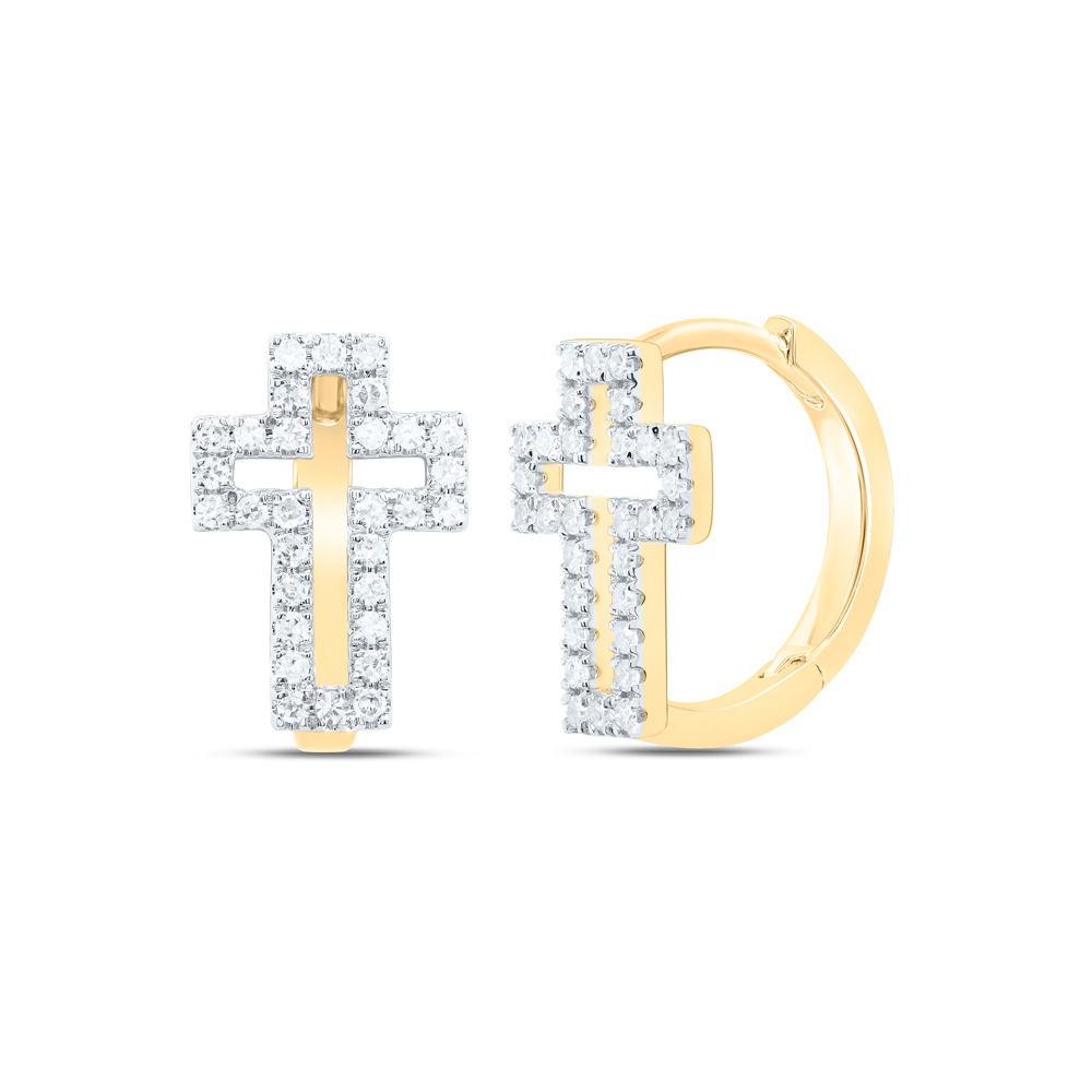 179508 0.33 CTW Diamond CN Fashion Cross Huggies Hoop Earring -  GND