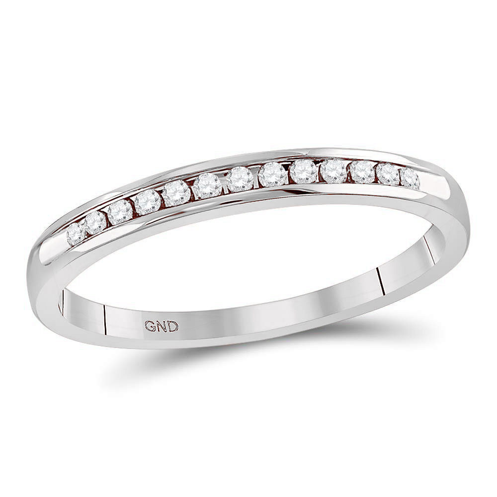 Picture of GND 102068 14KT 1-10CTW Women White Gold Round Diamond Single Row Channel Set Wedding Band - Size 7