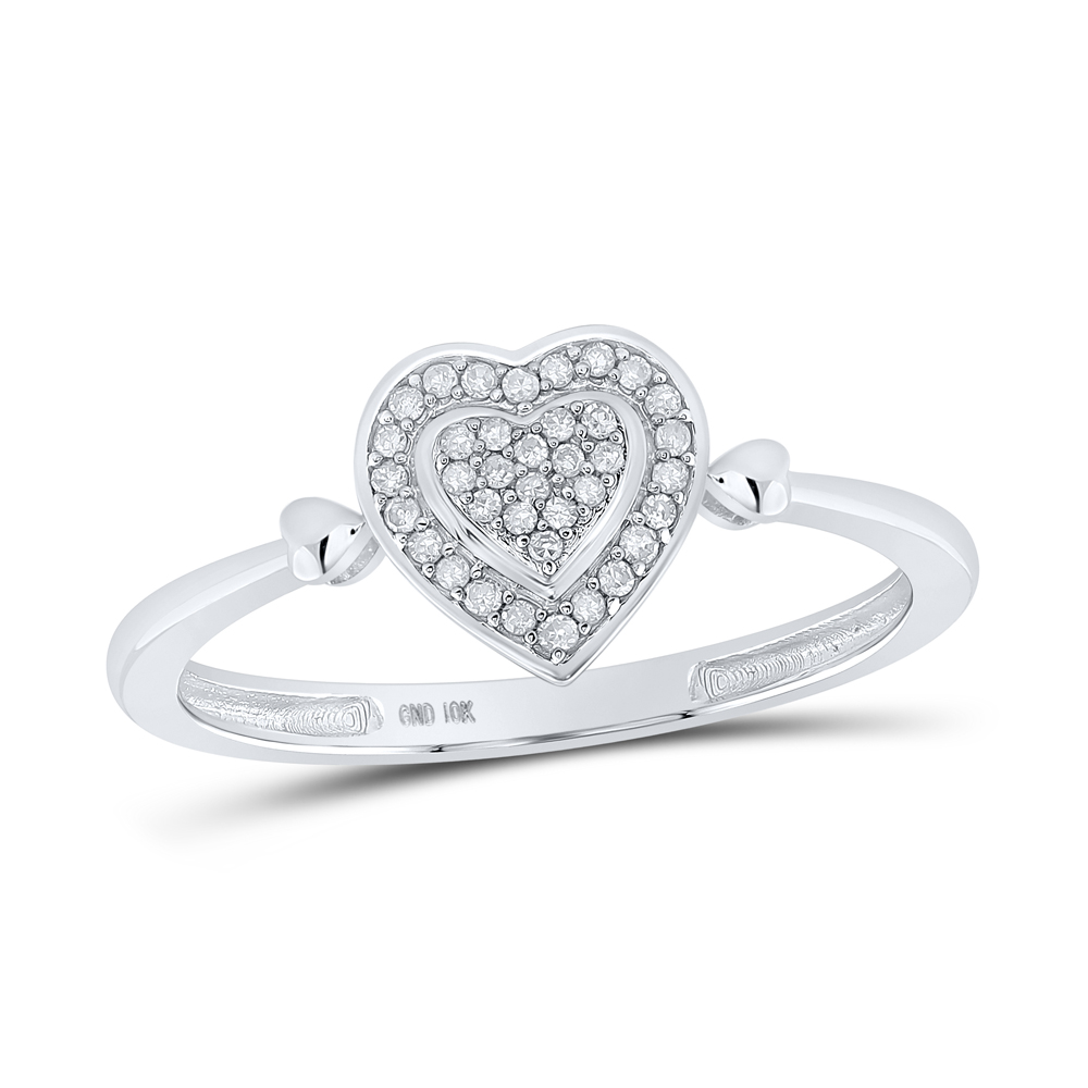 Picture of Gold N Diamonds 107875 0.1 CTTW 10kt White Gold Womens Round Diamond Heart Frame Cluster Ring