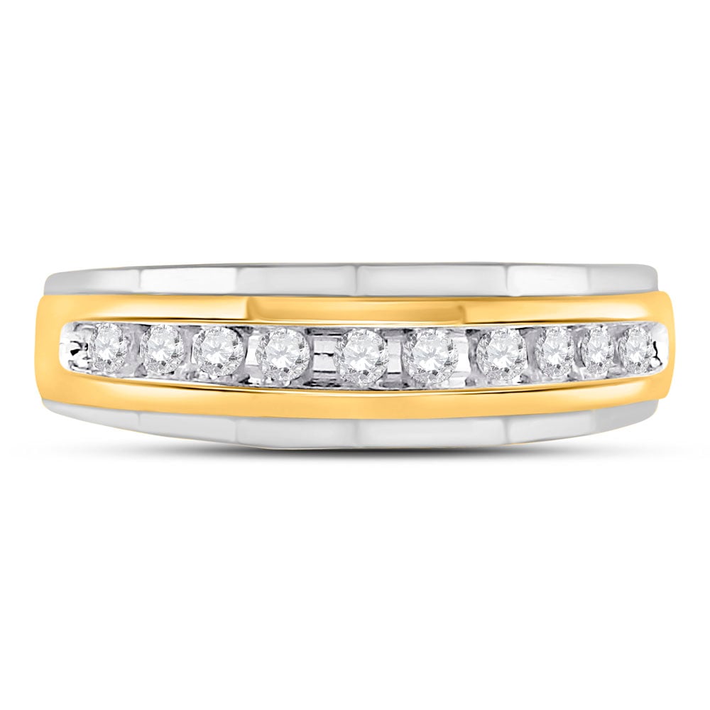 Picture of GND 11068 0.25 CTW 10KT Two-tone Gold Mens Round Diamond Wedding Channel Set Band Ring&#44; Size 10