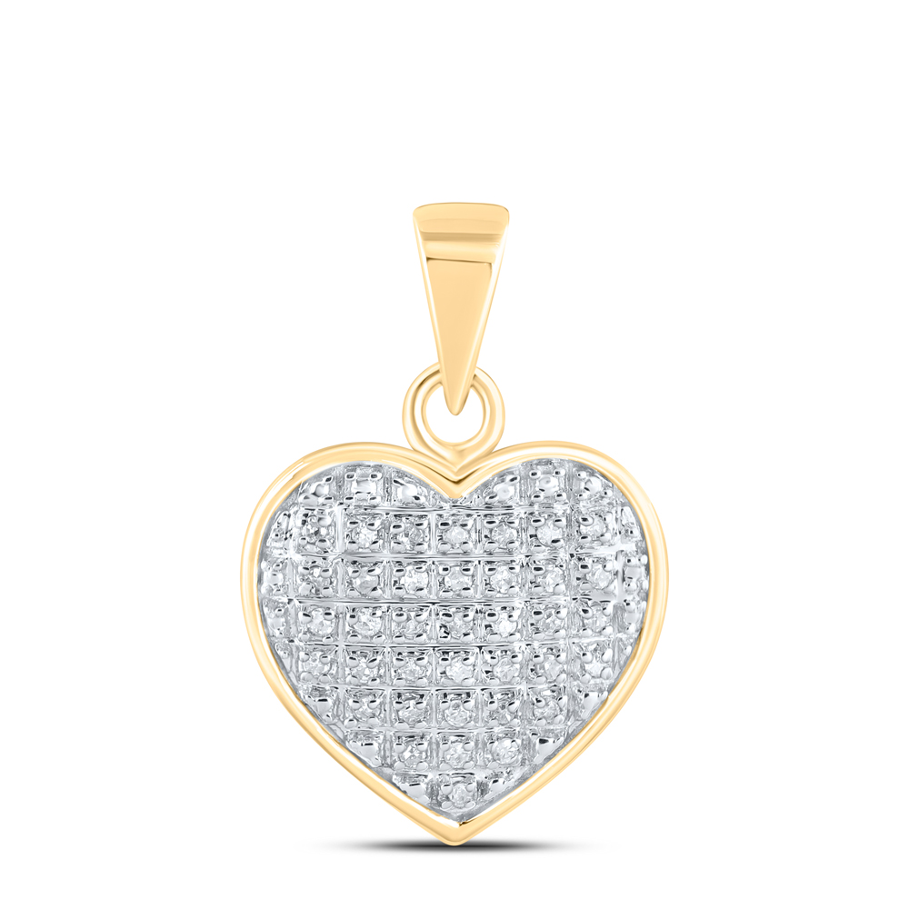 Picture of GND 111917 10KT Yellow Gold Womens Round Diamond Heart Cluster Pendant - 0.1 CTTW