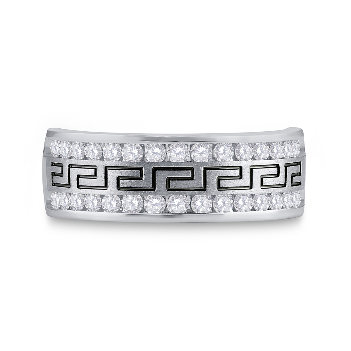 Picture of GND 113050 14k White Gold Mens Round Diamond Grecco Wedding Anniversary Band - 0.75 CTTW - Size 10