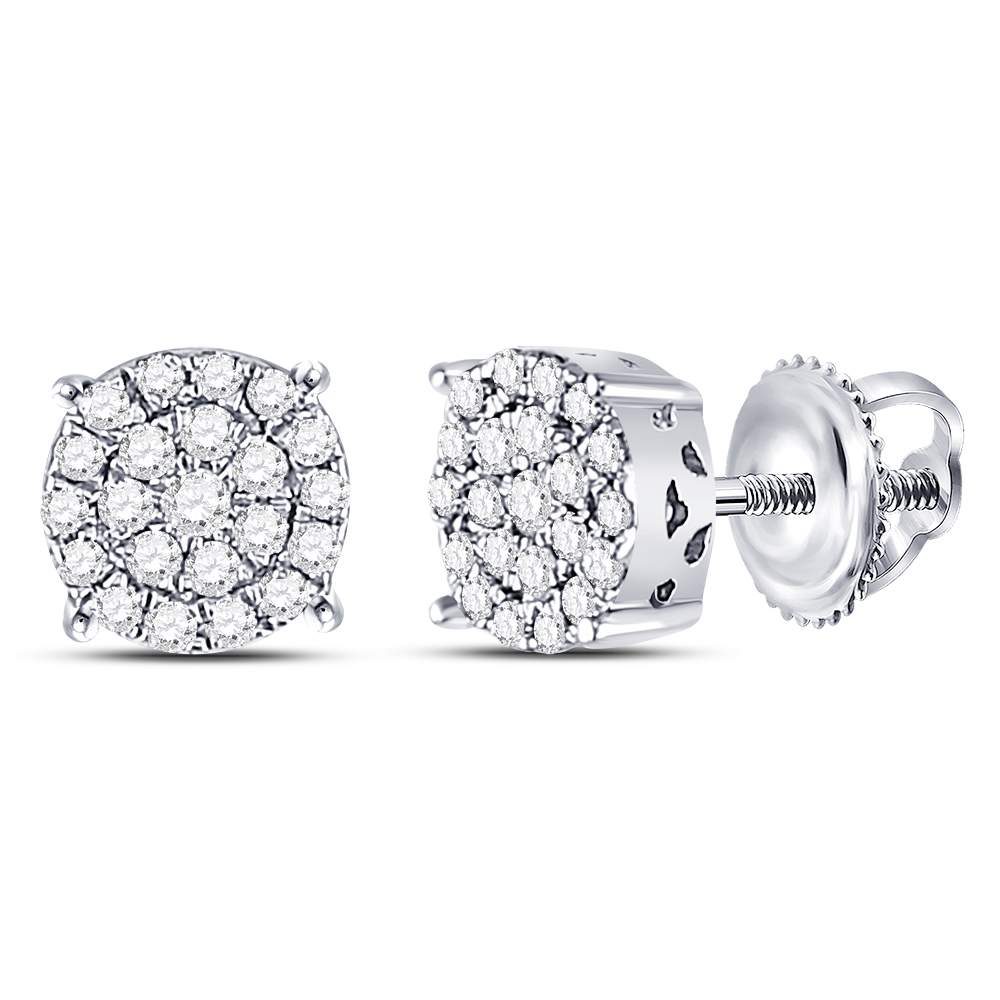 113152 0.25 CTW 10KT White Gold Womens Round Diamond Fashion Cluster Earrings -  GND