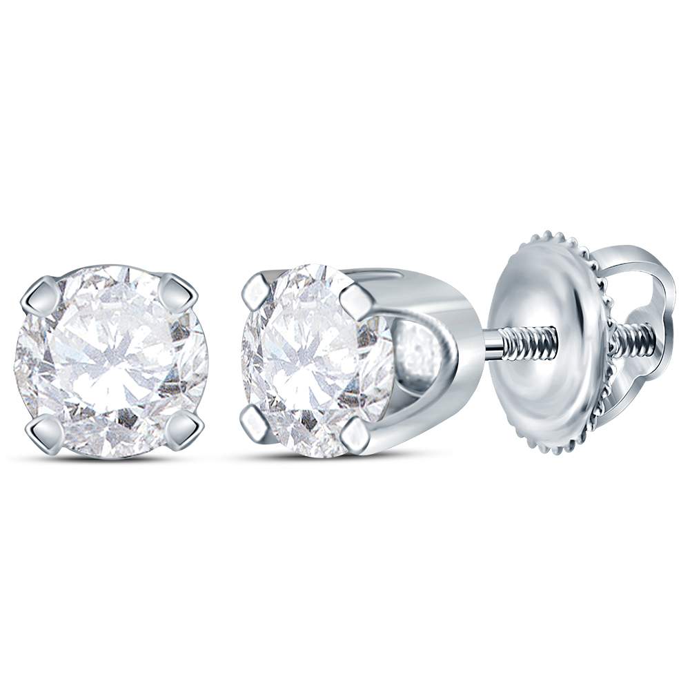 11593 0.5 CTW 14KT White Gold Unisex Round Diamond Solitaire Stud Earrings -  GND