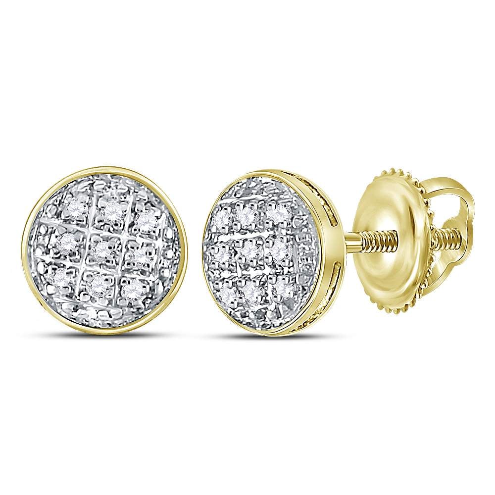 0.05 CTW 10KT Yellow Gold Mens Round Diamond Circle Cluster Stud Earrings -  Precious Stone, PR4382193