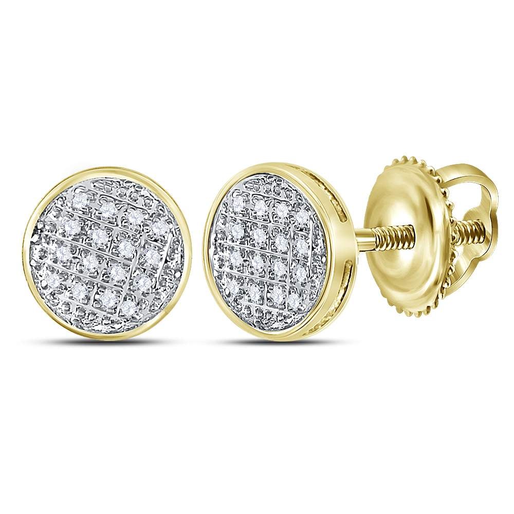 0.08 CTW 10KT Yellow Gold Mens Round Diamond Circle Cluster Stud Earrings -  Precious Stone, PR4382195