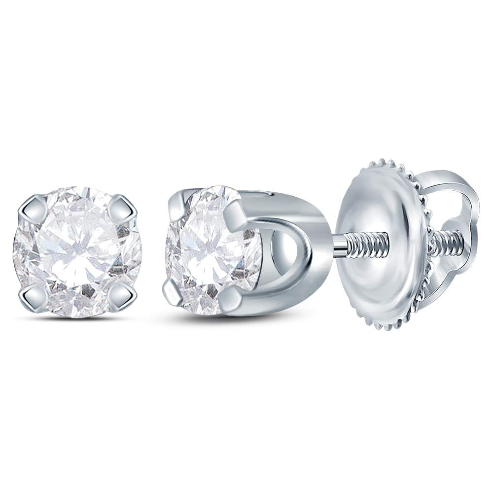 0.25 CTW 14KT White Gold Unisex Round Diamond Solitaire Stud Earrings -  Precious Stone, PR4382217