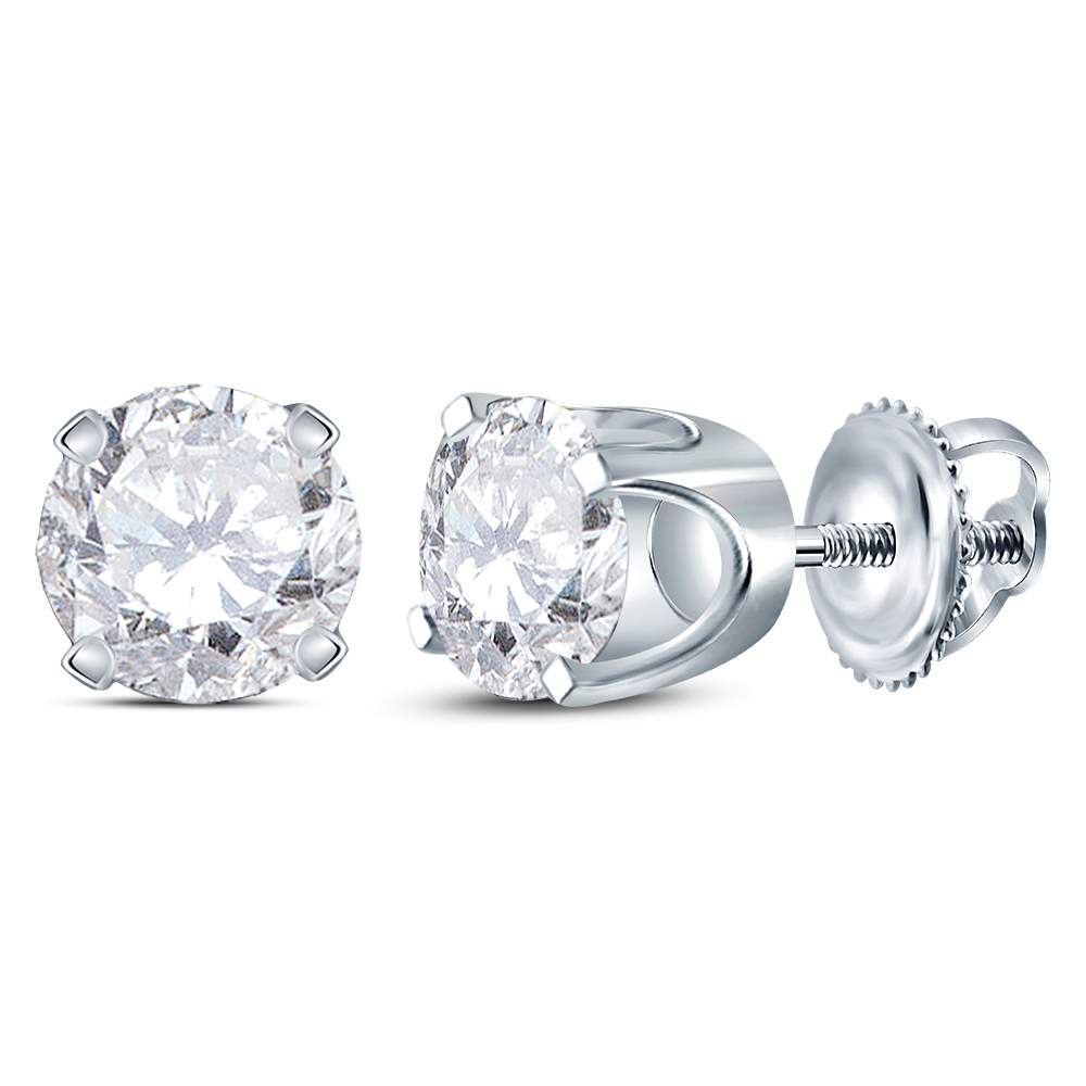 12685 1.00 CTW 14KT White Gold Unisex Round Diamond Solitaire Stud Earrings -  GND