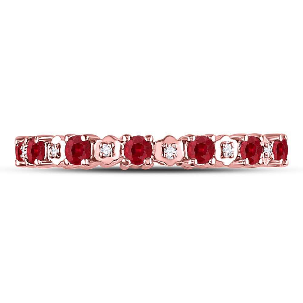 Picture of GND 128249 1.00 CTW 10KT Rose Gold Womens Round Ruby Diamond Eternity Stackable Band Ring&#44; Size 7