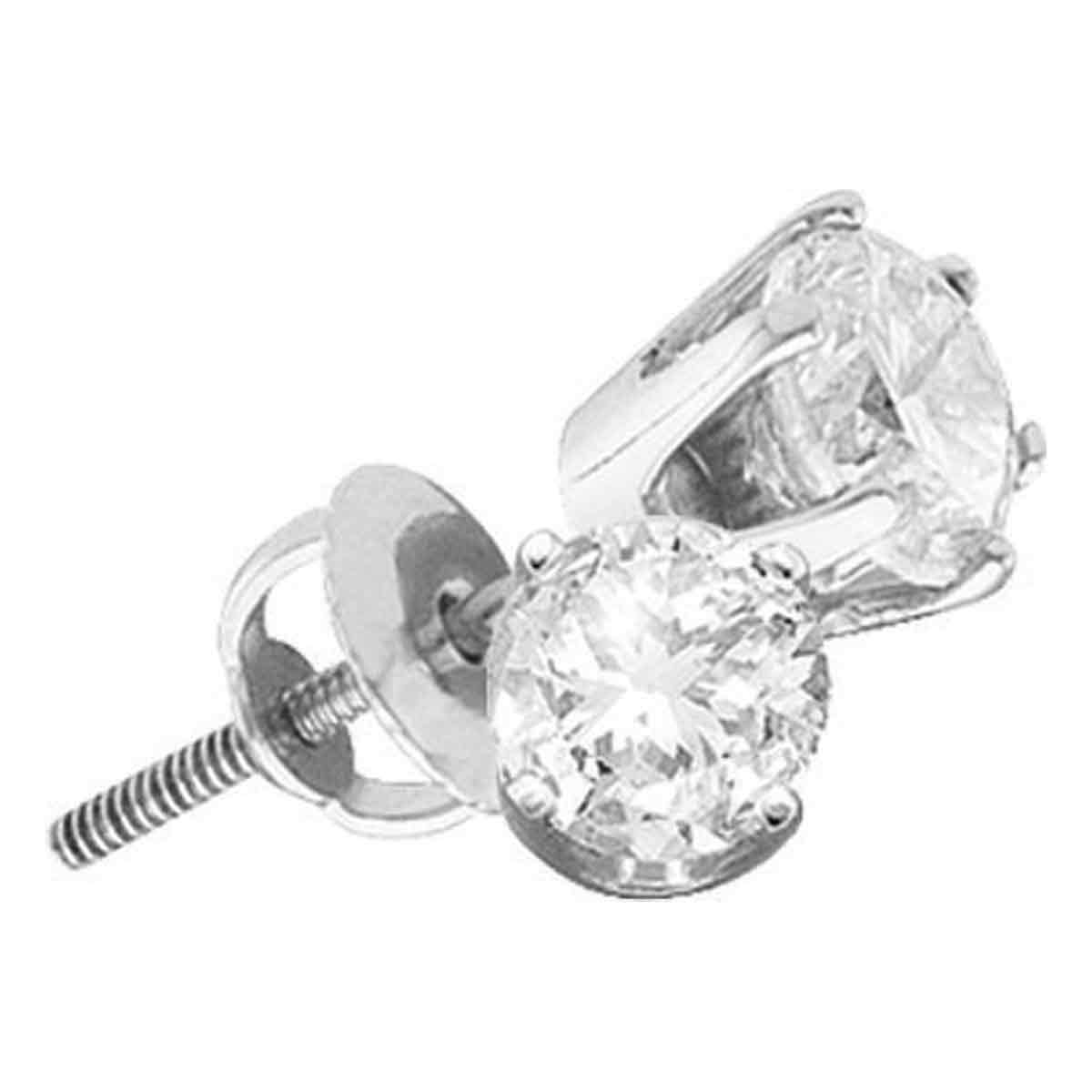 12907 1.00 CTW 14KT White Gold Unisex Round Diamond Solitaire Stud Earrings -  GND