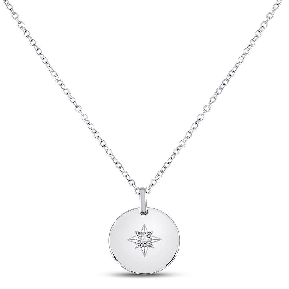 Picture of GND 149692 0.02 CTW Sterling Silver Womens Round Diamond Starburst Fashion Necklace