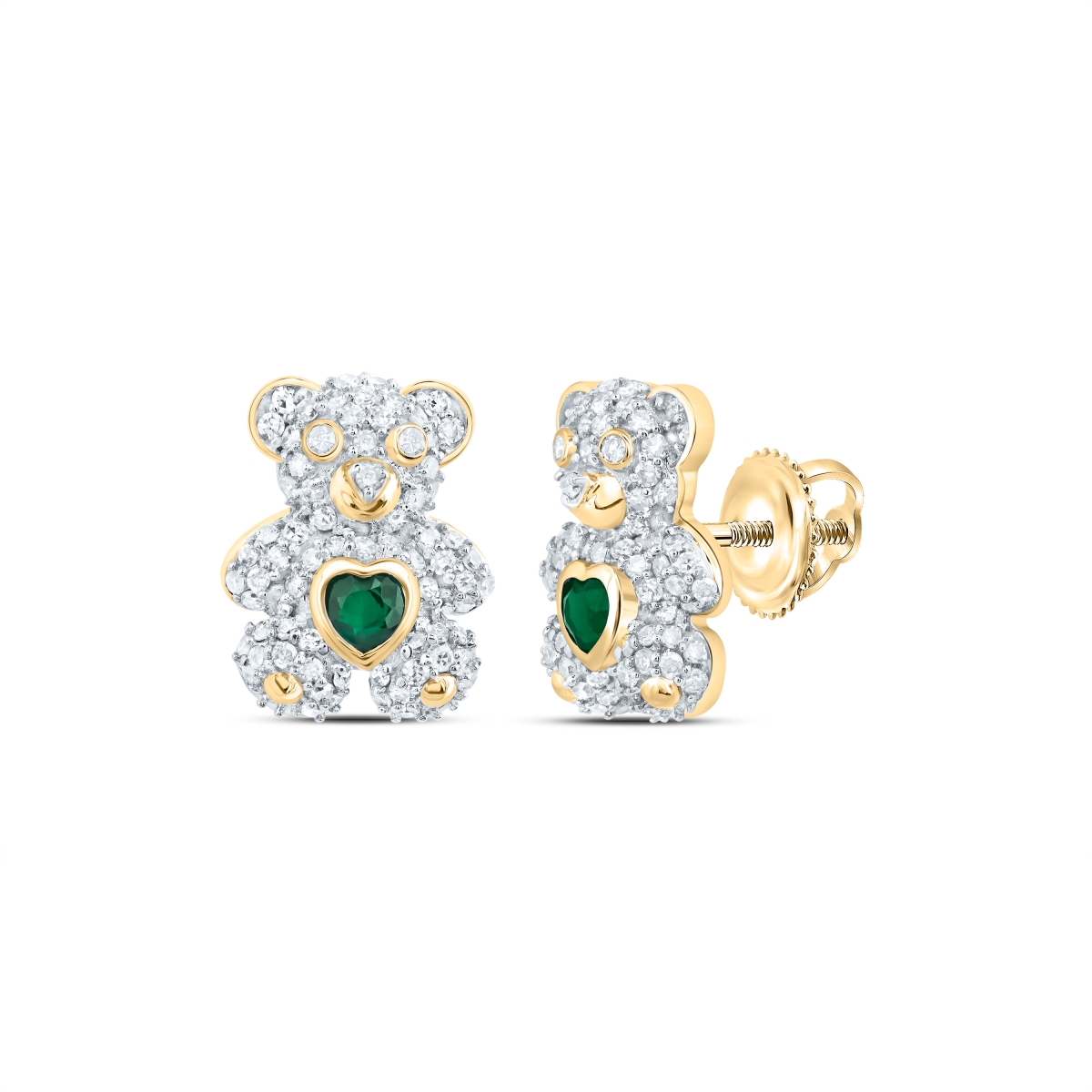 Picture of GND 185157 0.5 CTW Diamond Necklace 3 x 3 mm HS EM Nat Gem Heart Teddy Bear Earring