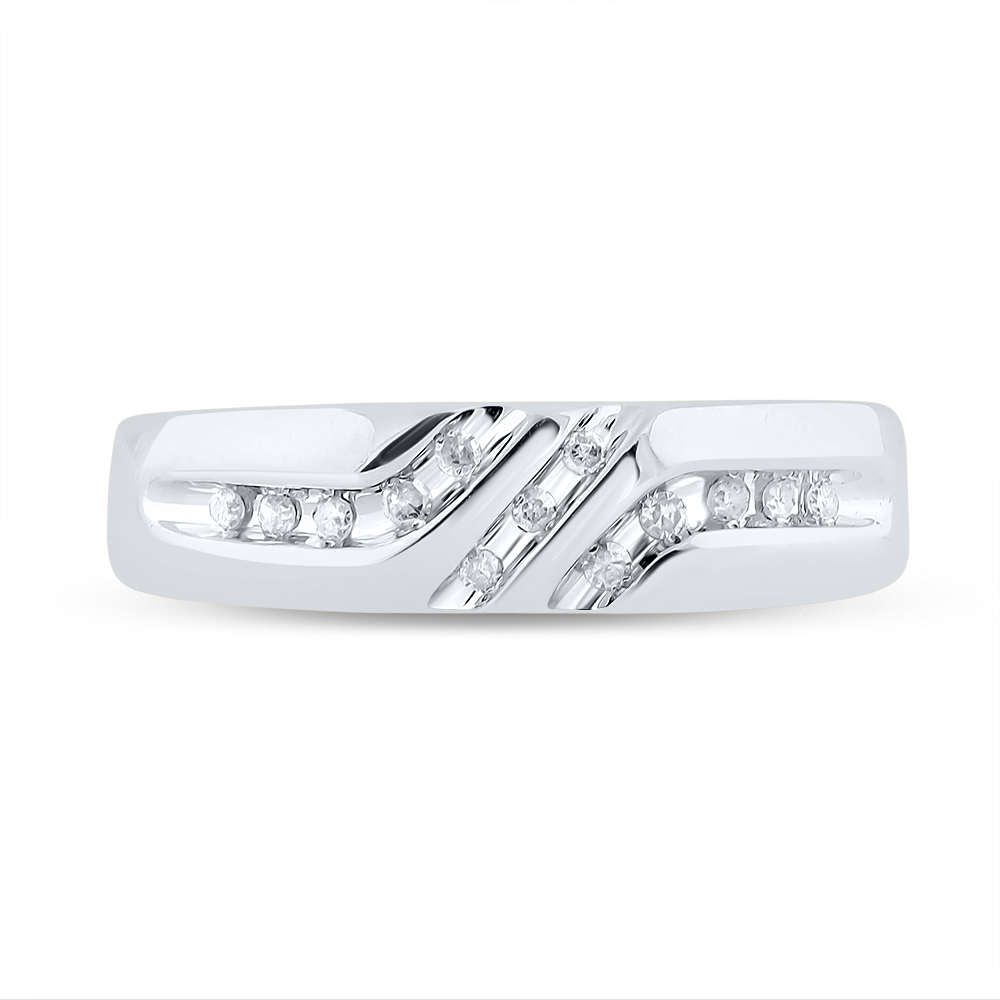 Picture of GND 22603 0.12 CTW 10KT White Gold Mens Round Channel-Set Diamond Triple Row Wedding Band Ring&#44; Size 10