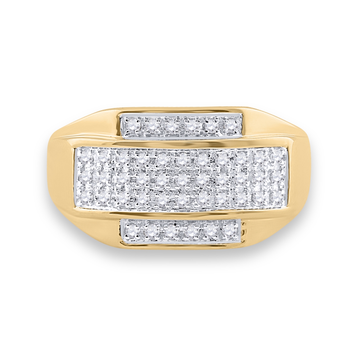 Picture of GND 37874 10KT Yellow Gold Mens Round Diamond Rectangle Cluster Ring - 0.33 CTTW - Size 10