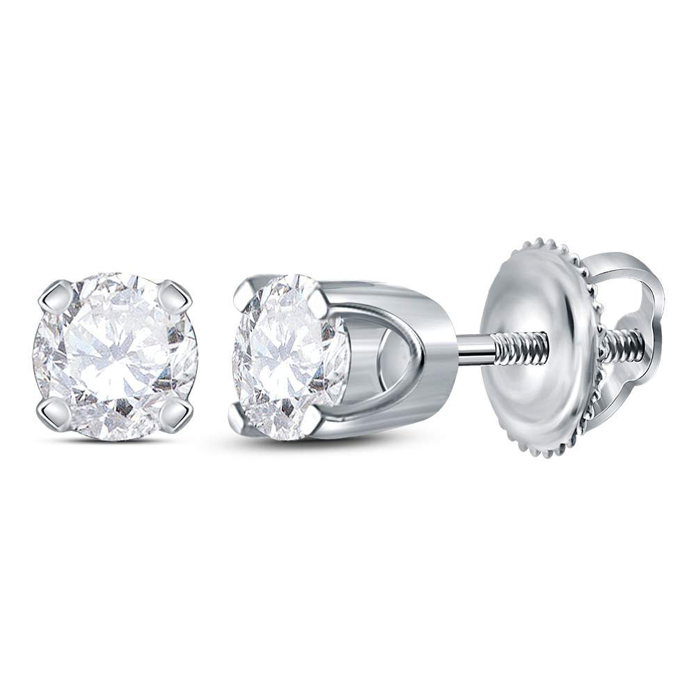 41553 0.37 CTW 14KT White Gold Unisex Round Diamond Solitaire Stud Earrings -  GND