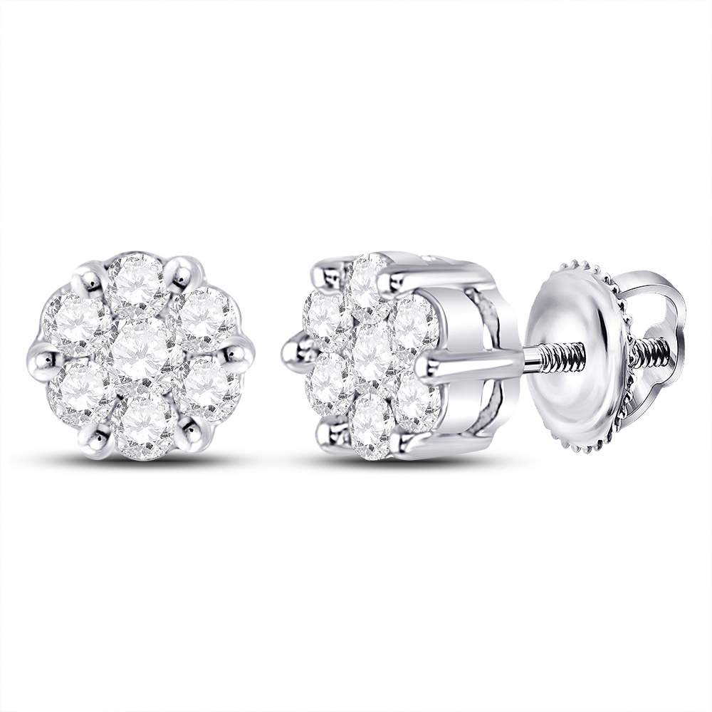 45818 0.25 CTW 10KT White Gold Womens Round Diamond Flower Cluster Earrings -  GND