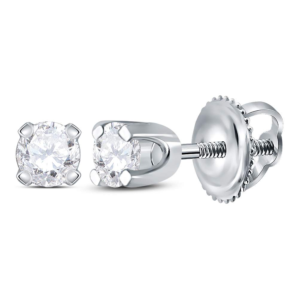 49829 0.16 CTW 14KT White Gold Child Infant Round Diamond Solitaire Stud Earrings -  GND